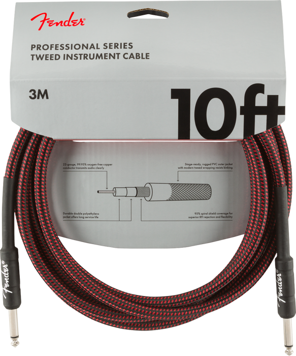 Fender Professional 10' Instrument Cable Red Tweed - 990820061