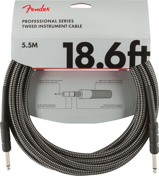 Fender Professional Series Instrument Cable 18.6ft. Gray Tweed