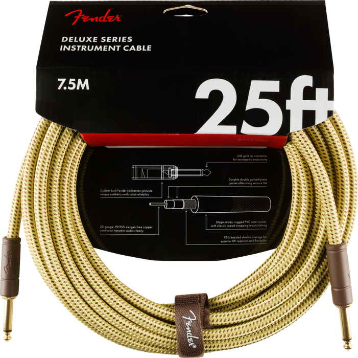 Fender Deluxe 25-ft. Tweed Instrument Cable