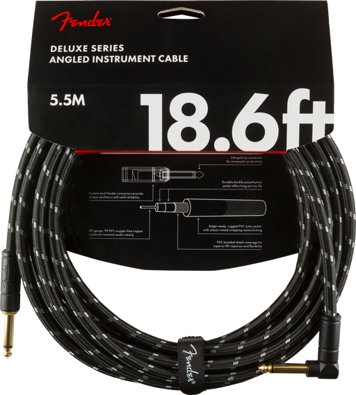 Fender Deluxe Series Instrument Cable Straight/Angle 18.6-ft. Black Tweed - 990820079
