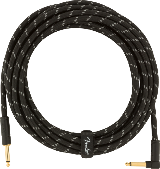 Fender Deluxe Series Instrument Cable Straight/Angle 18.6-ft. Black Tweed - 990820079