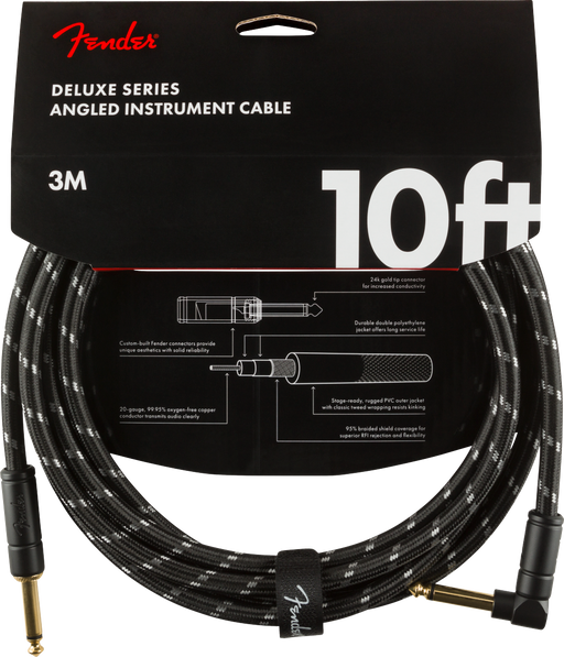 Fender Deluxe 10ft. Angled Instrument Cable Black Tweed - 990820090