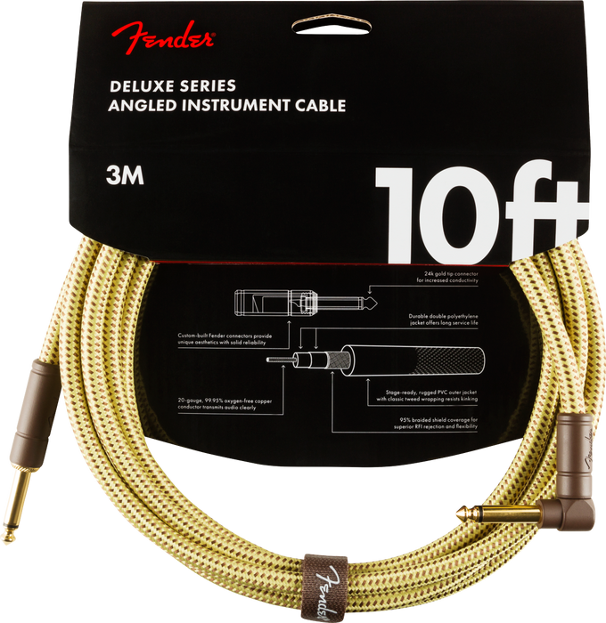Fender Deluxe 10ft. Angled Instrument Cable Tweed - 990820091