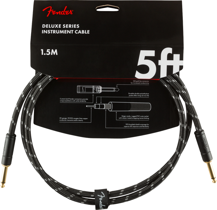 Fender Deluxe 5ft. Instrument Cable Black Tweed - 990820093