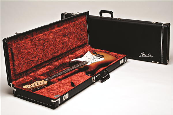 Fender G&G Deluxe Strat/Tele Hardshell Case Black with Orange Plush Interior Fender Amp Logo