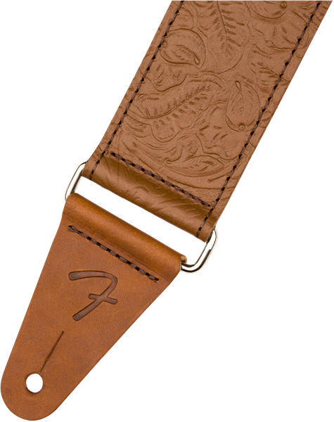 Fender Tooled Leather Guitar Strap, 2", Brown