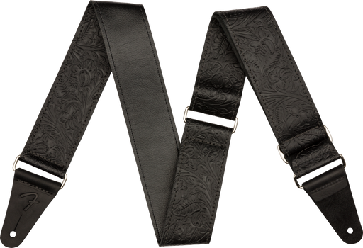 Fender Tooled Leather Guitar Strap, 2", Black