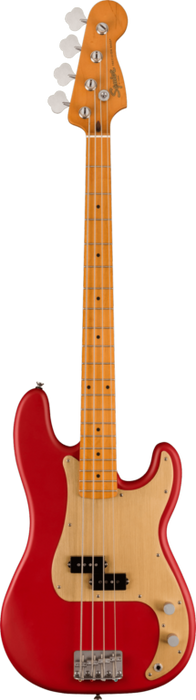 Squier 40th Anniversary Precision Bass®, Vintage Edition, Maple Fingerboard, Gold Anodized Pickguard, Satin Dakota Red Bass Guitars
