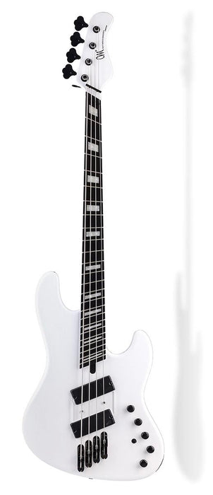 Mayones Jabba Custom EP VF 5 Monolith White with Acrylic Blocks and Luminlay Side Dots