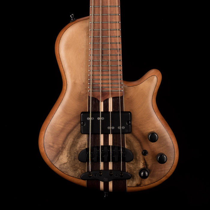 Mayones Cali4 Bass 17.5" Scale  Myrtlewood Figured Top/Mahogany Body Trans Natural Finish with Case