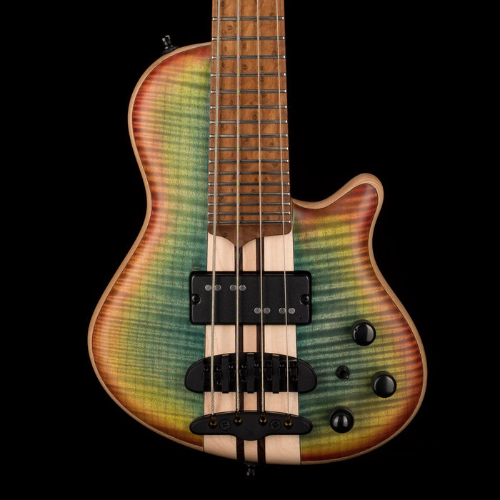 Mayones Cali4 Bass 17.5" Scale 3A Flamed Maple Top/Swamp Ash Body Aurora Borealis Burst Finish with Case