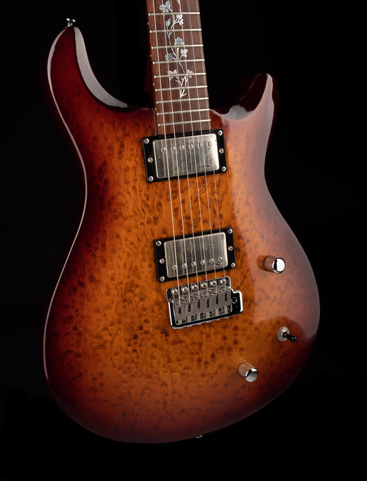 Lueez Double-Cut Carved Top HH Birdseye Maple Sunburst Electric Guitar With Soft Case