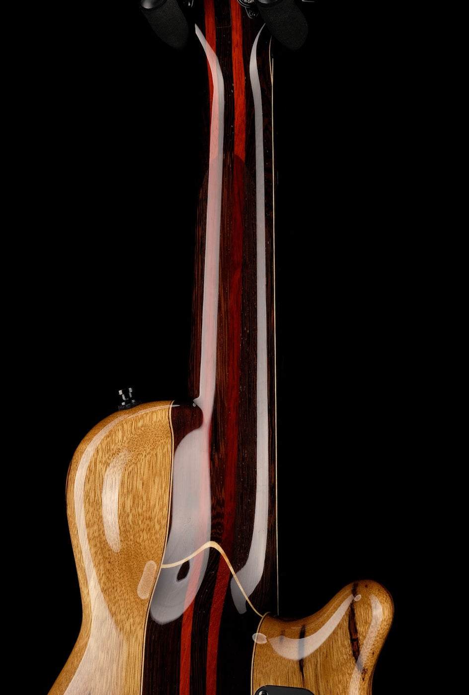 Mayones Cali4 Bass Left Handed Trans Purple 3A Quilted Maple Top/Black — Truetone Music