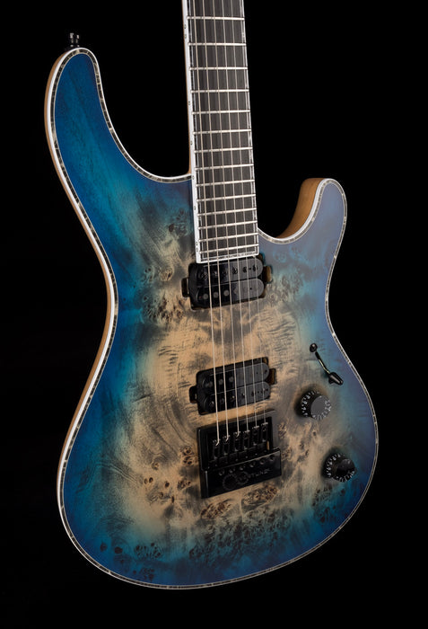 Mayones Regius 4Ever 6 String 3A Grade Eye Poplar Top Jeans Black Three Tone Blue Burst Satine Finish