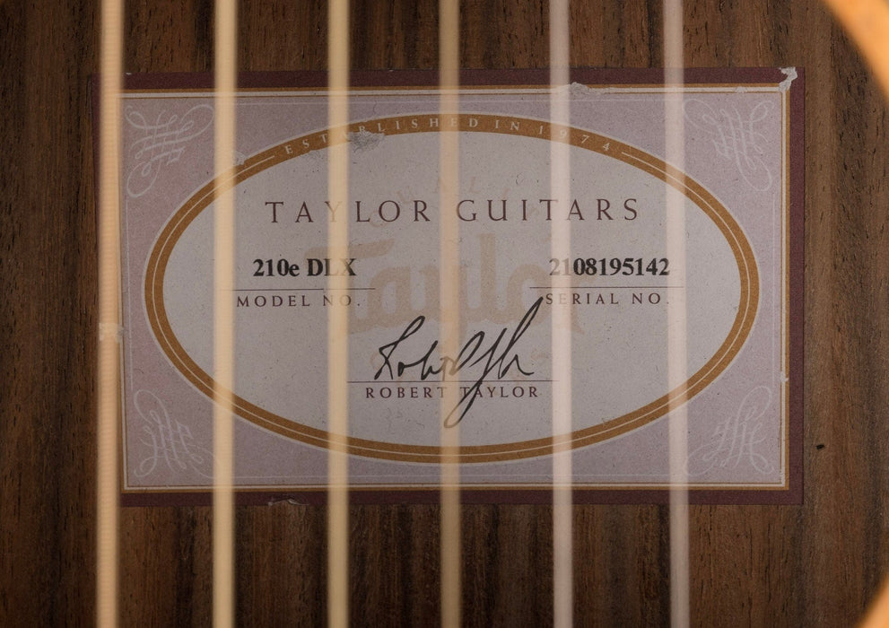 Pre Owned Taylor 210e DLX Natural Acoustic Electric Guitar With OHSC