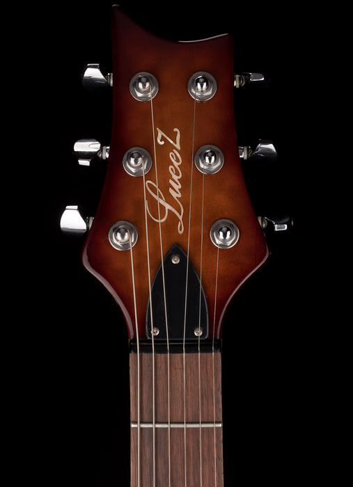 Lueez Double-Cut Carved Top HH Birdseye Maple Sunburst Electric Guitar With Soft Case