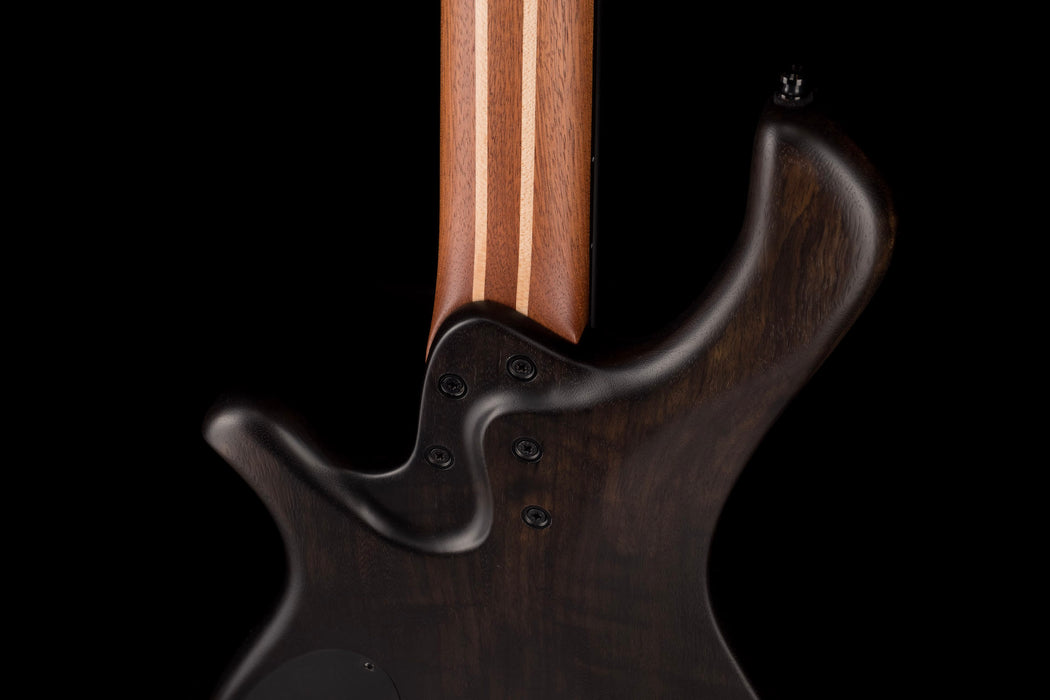 Mayones BE Elite EP 5 String Bass Guitar Trans Black Raw Eye Poplar Top With Case