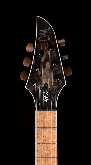 Mayones Duvelle Elte 6 40th Anniversary Master Builder Buckeye Burl Top Natural Fade Gloss Blackburst