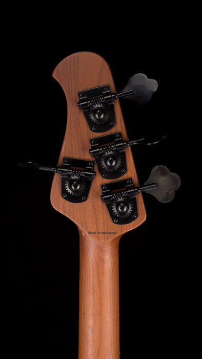 Sterling by Music Man StringRay Ray34 Poplar Burl Top Trans Black Satin