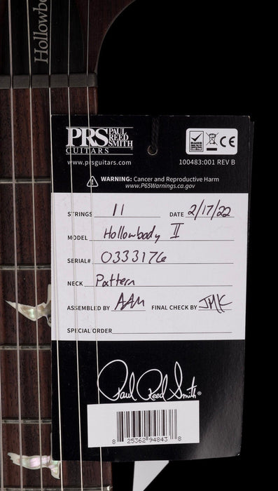 PRS Core Hollowbody II Piezo Custom Color Sapphire Smokeburst Burst with Case