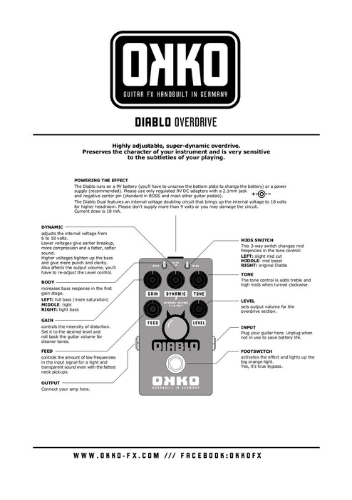 okko pedal Okko FX Diablo Single Channel Overdrive Guitar Pedal — Truetone Music
