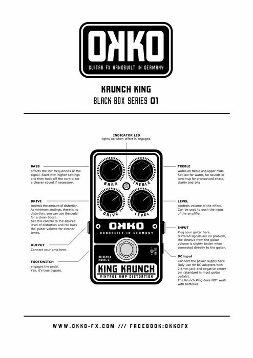 bb king pedals Okko FX BB-01 King Krunch Vintage Amp Overdrive Guitar Pedal — Truetone Music
