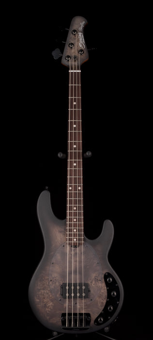 Sterling by Music Man StringRay Ray34 Poplar Burl Top Trans Black Satin