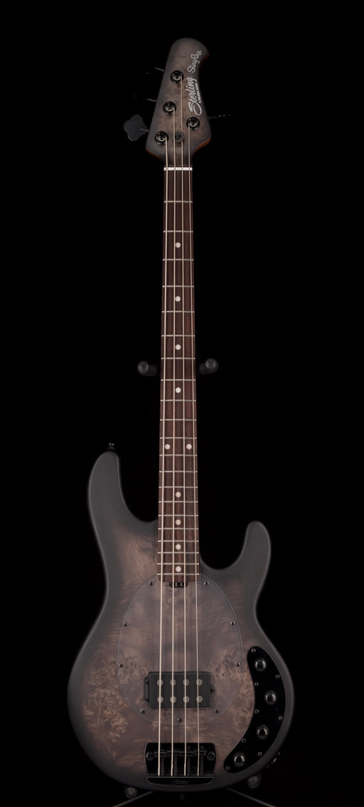 Sterling by Music Man StringRay Ray34 Poplar Burl Top Trans Black Satin