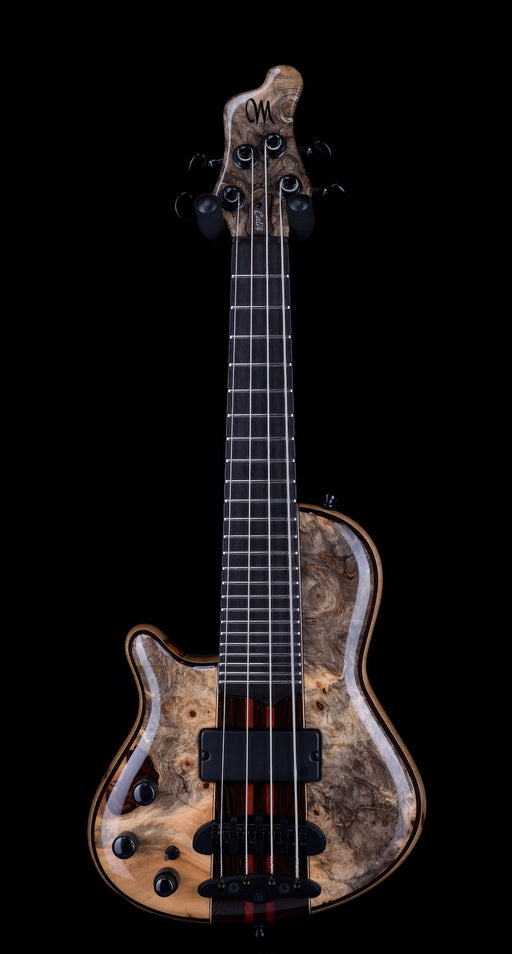 Mayones Cali4LH Left Handed Bass Black Limba Body Buckeye Burl Top Ebony Board 5pc Wenge Neck