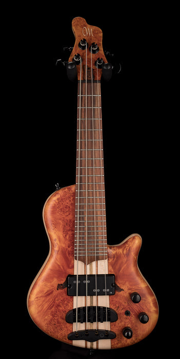 Mayones Cali4 Bass 17.5" Scale 3A Burl Maple Top/Swamp Ash Body Trans Orange Dreamsicle Finish with Case
