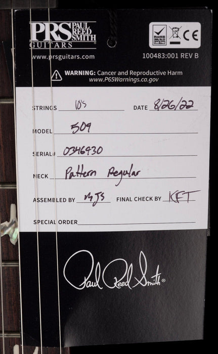 PRS Core 509 Custom Color Dark Violet Smokewrap Burst with Case