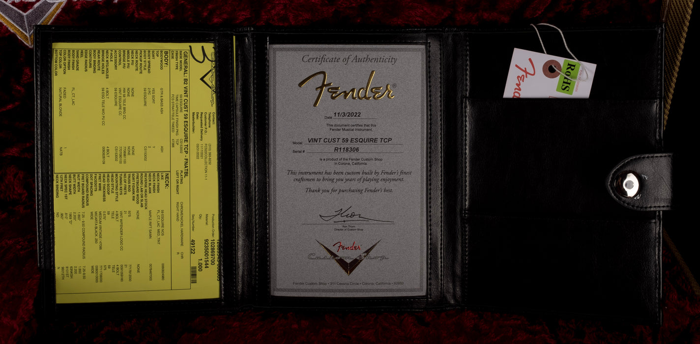 Fender Custom Shop Vintage Custom 1959 Esquire Time Capsule Faded Natural Blonde With Case