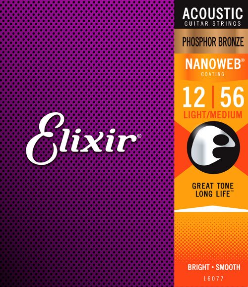 Elixir E16077 Phosphor Bronze Nanoweb Light/Medium Acoustic Strings