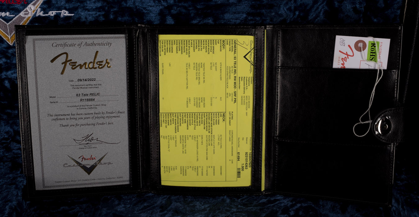 vFender Custom Shop 1963 Telecaster Relic Surf Pearl