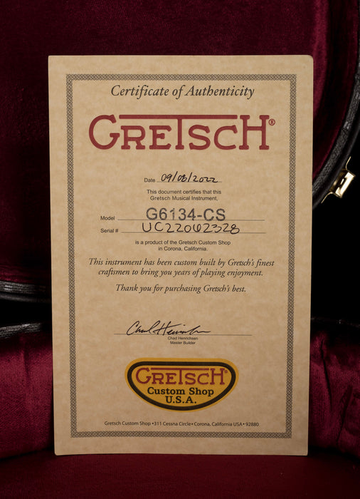 Pre Owned Gretsch Custom Shop Masterbuilt G6134CST Baritone Penguin NOS Lake Placid Blue With OHSC