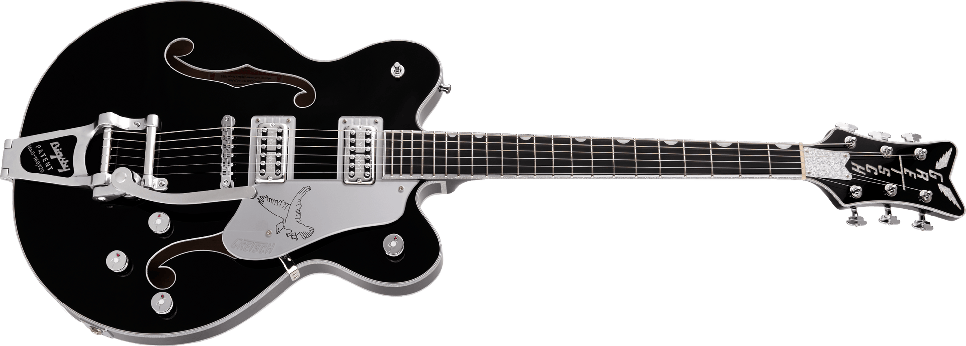 Gretsch G6636TSL Players Edition Silver Falcon Center Block Double-Cut with String-Thru Bigsby Filter’Tron Pickups Black With Case