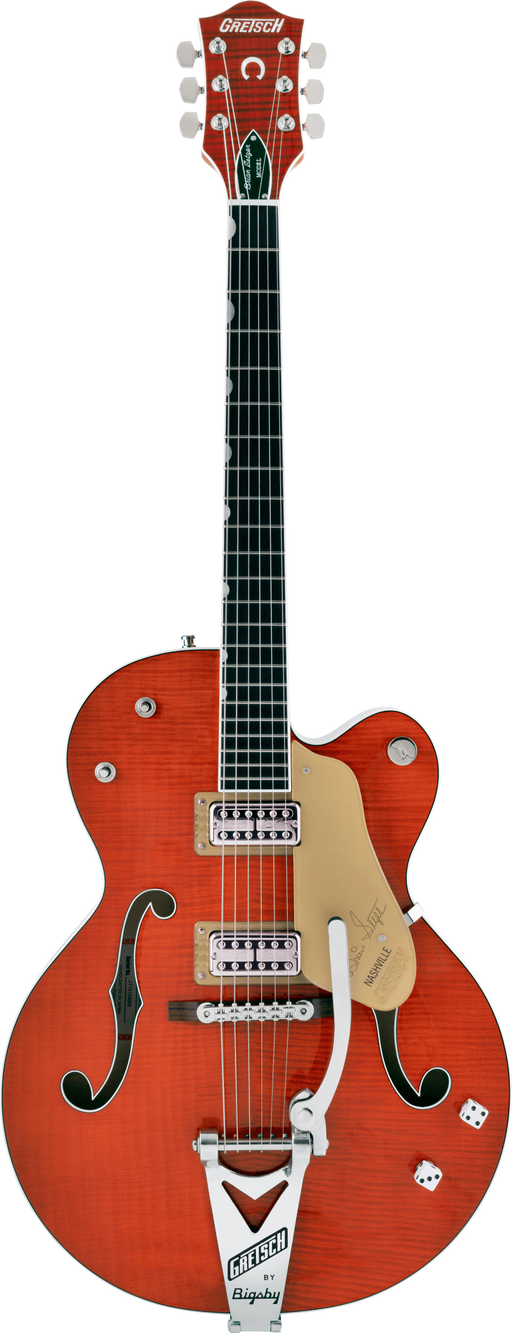 Gretsch G6120TFM-BSNV Brian Setzer Signature Nashville Hollow Body with Bigsby Ebony Fingerboard Orange Stain Electric Guitar With Case