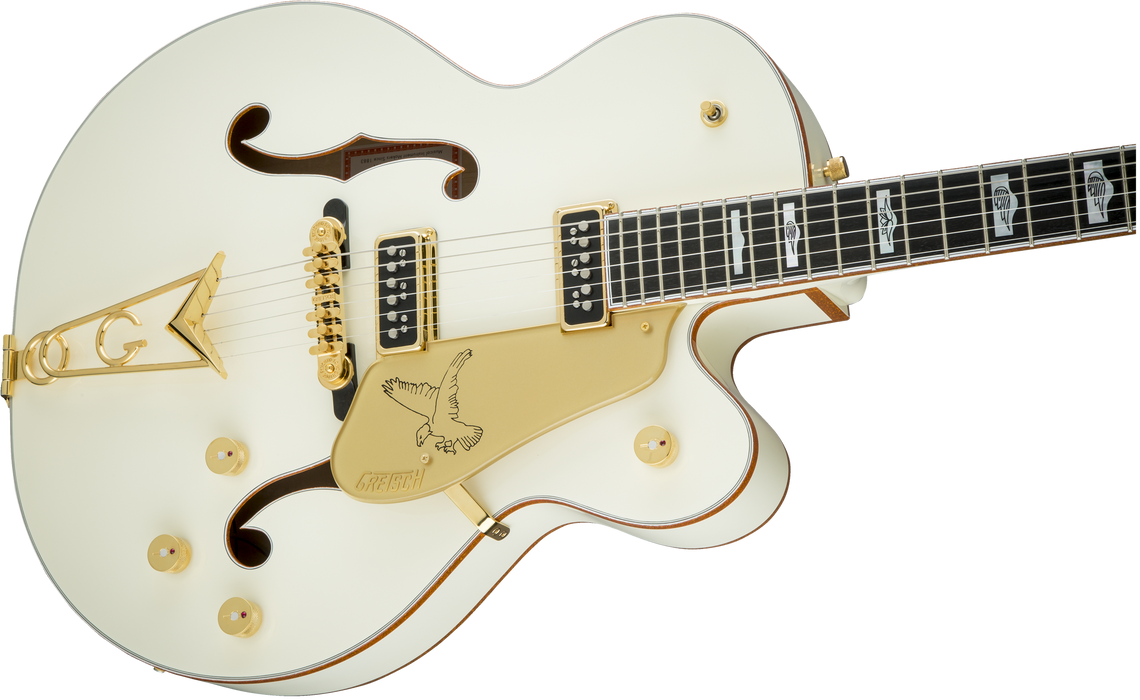 Gretsch G6136-55 Vintage Select Edition '55 Falcon Hollow Body with Cadillac Tailpiece Solid Spruce Top Vintage White Lacquer Electric Guitar