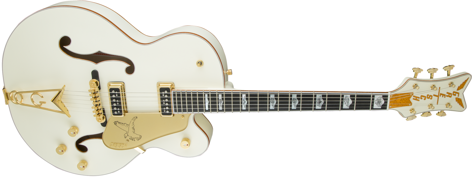 Gretsch G6136-55 Vintage Select Edition '55 Falcon Hollow Body with Cadillac Tailpiece Solid Spruce Top Vintage White Lacquer Electric Guitar