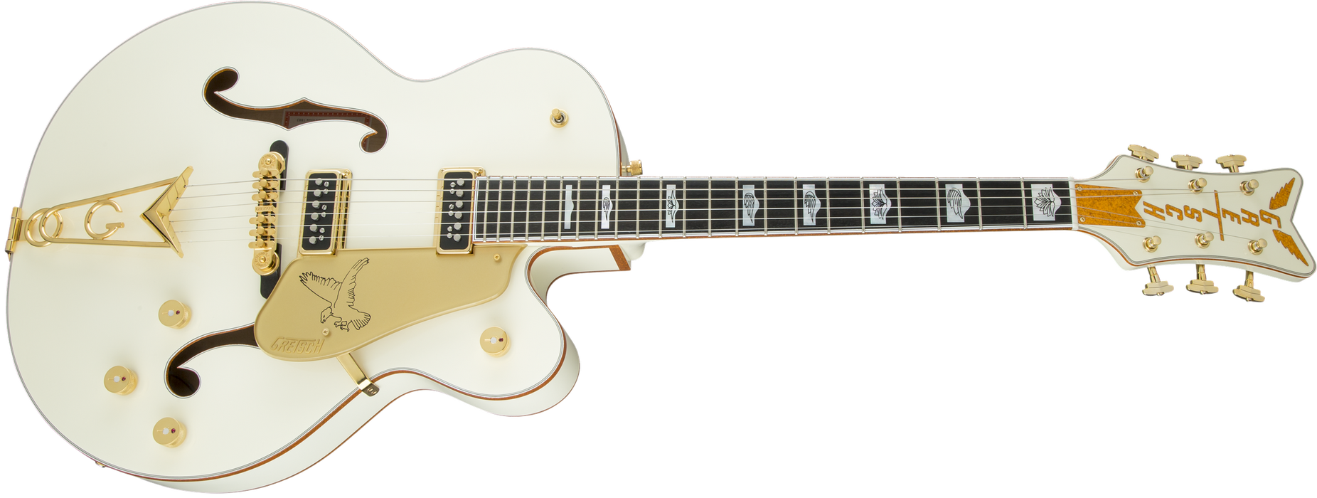 Gretsch G6136-55 Vintage Select Edition '55 Falcon Hollow Body with Cadillac Tailpiece Solid Spruce Top Vintage White Lacquer Electric Guitar