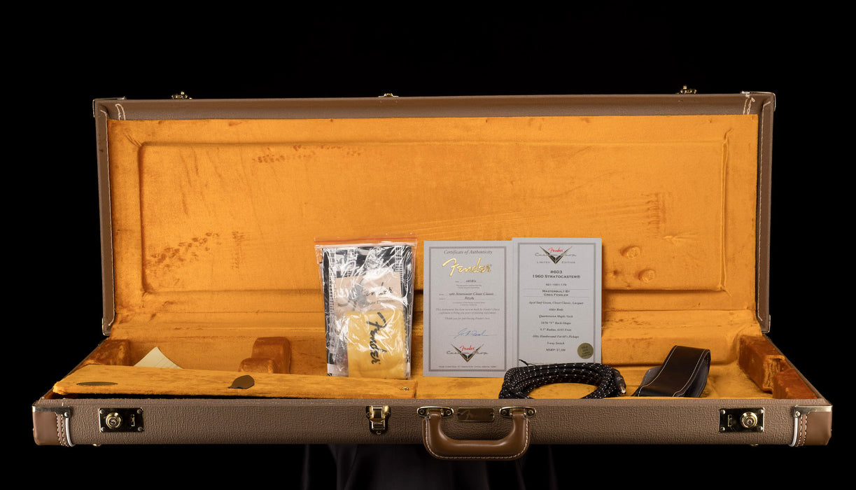 vUsed Fender Custom Shop Masterbuilt Greg Fessler 1960 Stratocaster Closet Classic Aged Surf Green with Abby Handwound Pickups