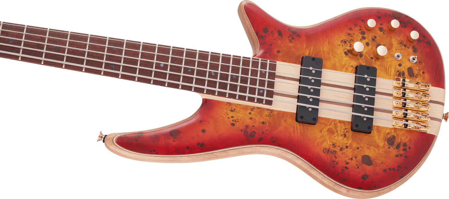 Jackson Pro Series Spectra Bass SBP V Caramelized Jatoba Fingerboard Transparent Cherry Burst