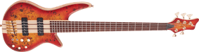 Jackson Pro Series Spectra Bass SBP V Caramelized Jatoba Fingerboard Transparent Cherry Burst