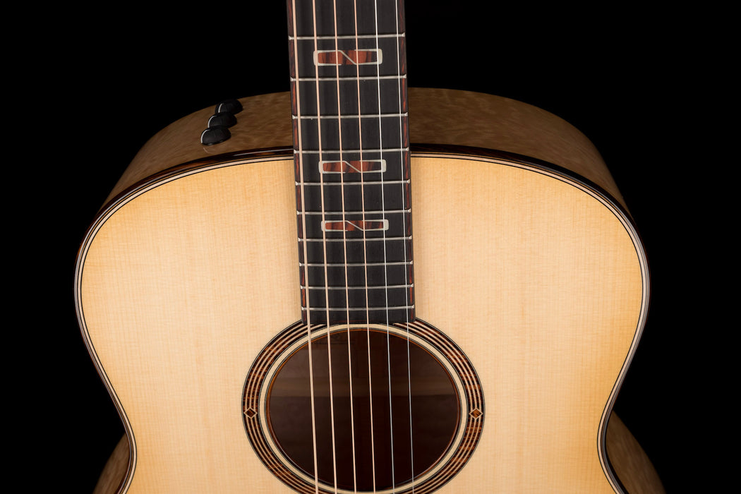Taylor Custom Grand Orchestra Quilted Big Leaf Maple and Lutz Spruce Catch # 30 With Case