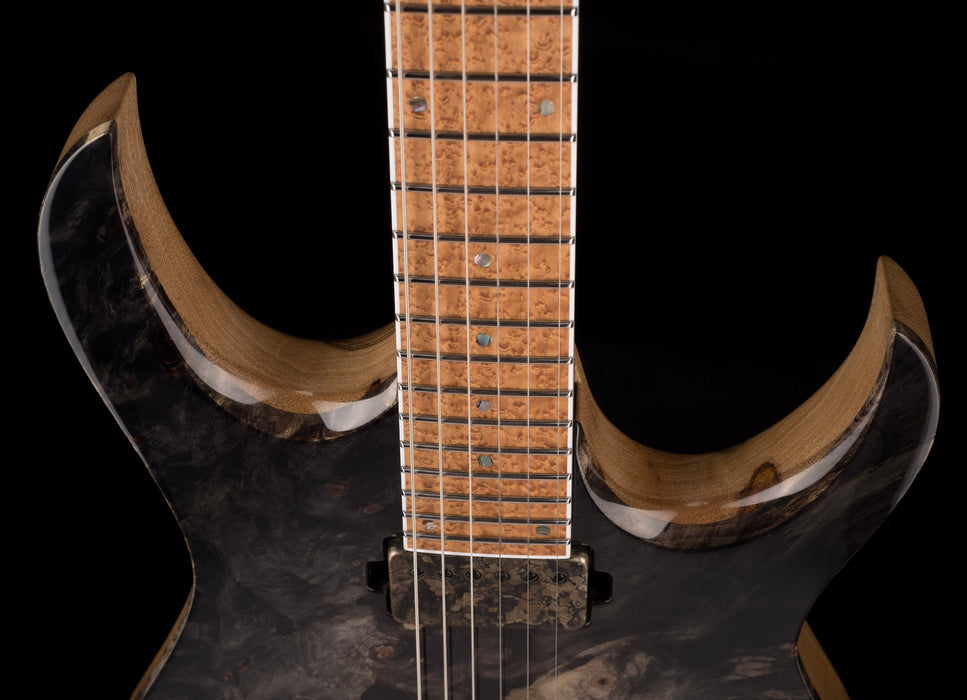 Mayones Duvelle Elte 6 40th Anniversary Master Builder Buckeye Burl Top Natural Fade Gloss Blackburst
