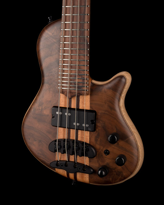 Mayones Cali4 Bass 17.5" Scale  Walnut Top/Swamp Ash Body Trans Natural Finish with Case