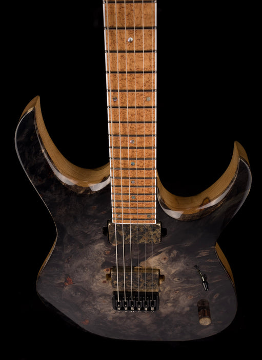 Mayones Duvelle Elte 6 40th Anniversary Master Builder Buckeye Burl Top Natural Fade Gloss Blackburst