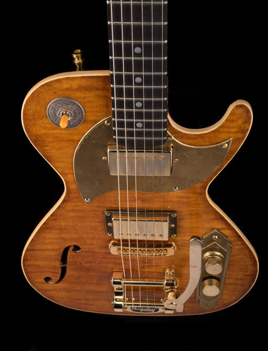 Used Postal Delta Zephyr Flamed Antique Burst Electric Guitar With OHSC