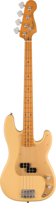Squier 40th Anniversary Precision Bass®, Vintage Edition, Maple Fingerboard, Gold Anodized Pickguard, Satin Vintage Blonde Bass Guitars