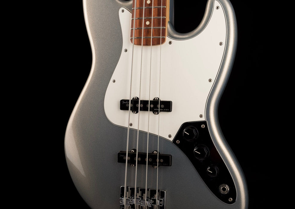 Used 2019 Fender Player Jazz Bass Modded Silver With Gig Bag